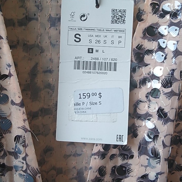 Zara Dress Peach and black - Picture 5 of 7